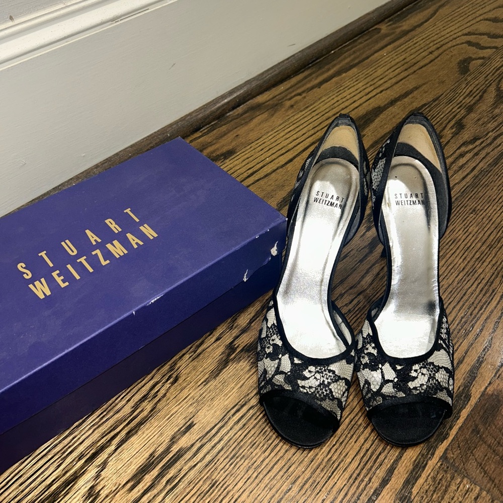 Stuart Weitzman Black Lace Heels